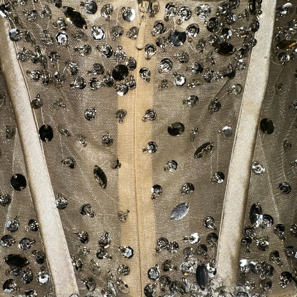 Jovani Strapless Beaded Champagne Mermaid Gown *Prom *Bridal - Picture 9 of 13